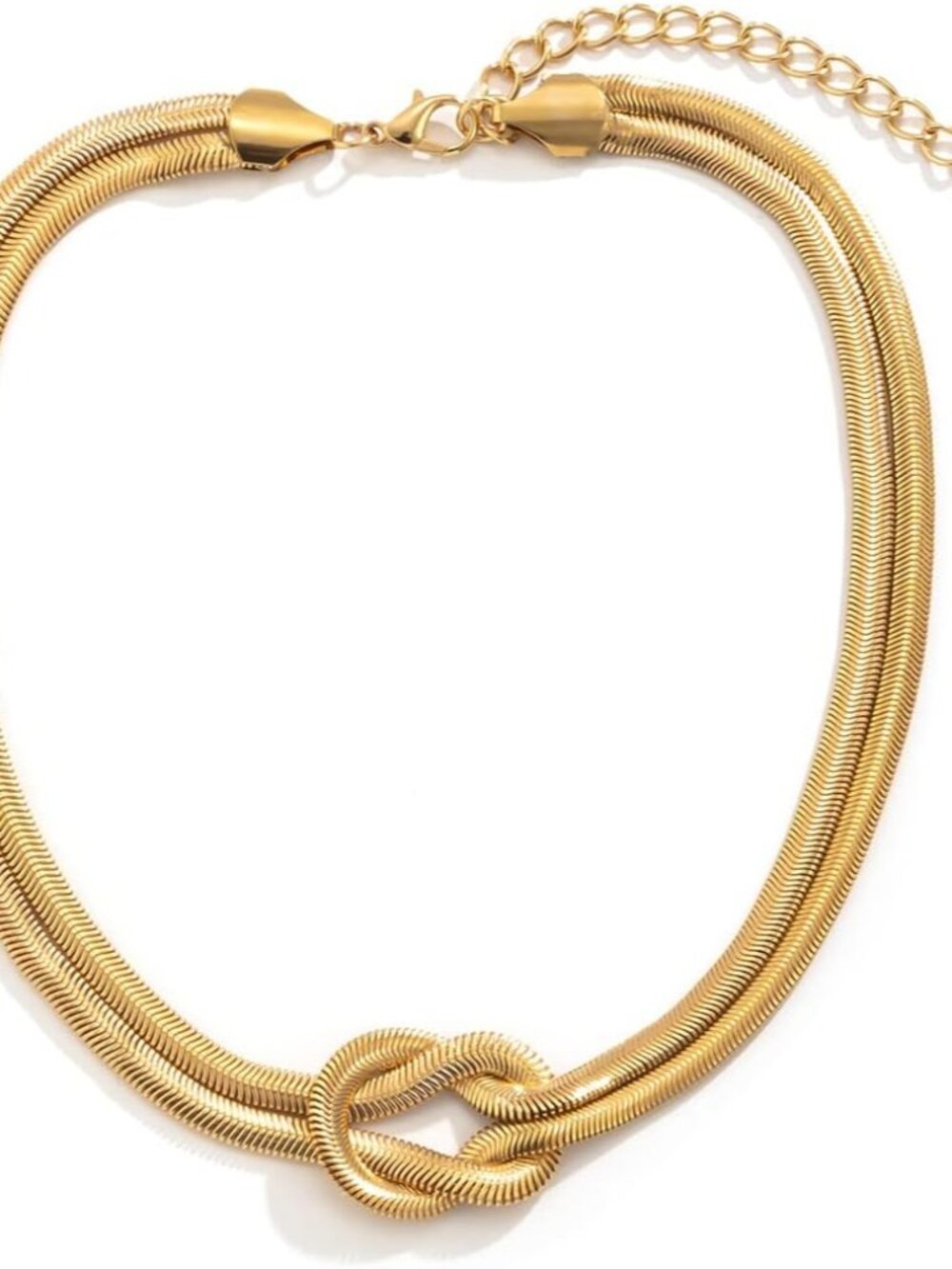 Chunky Gold Knot Choker Necklace for Women Adjustable Double Snake Chain Design